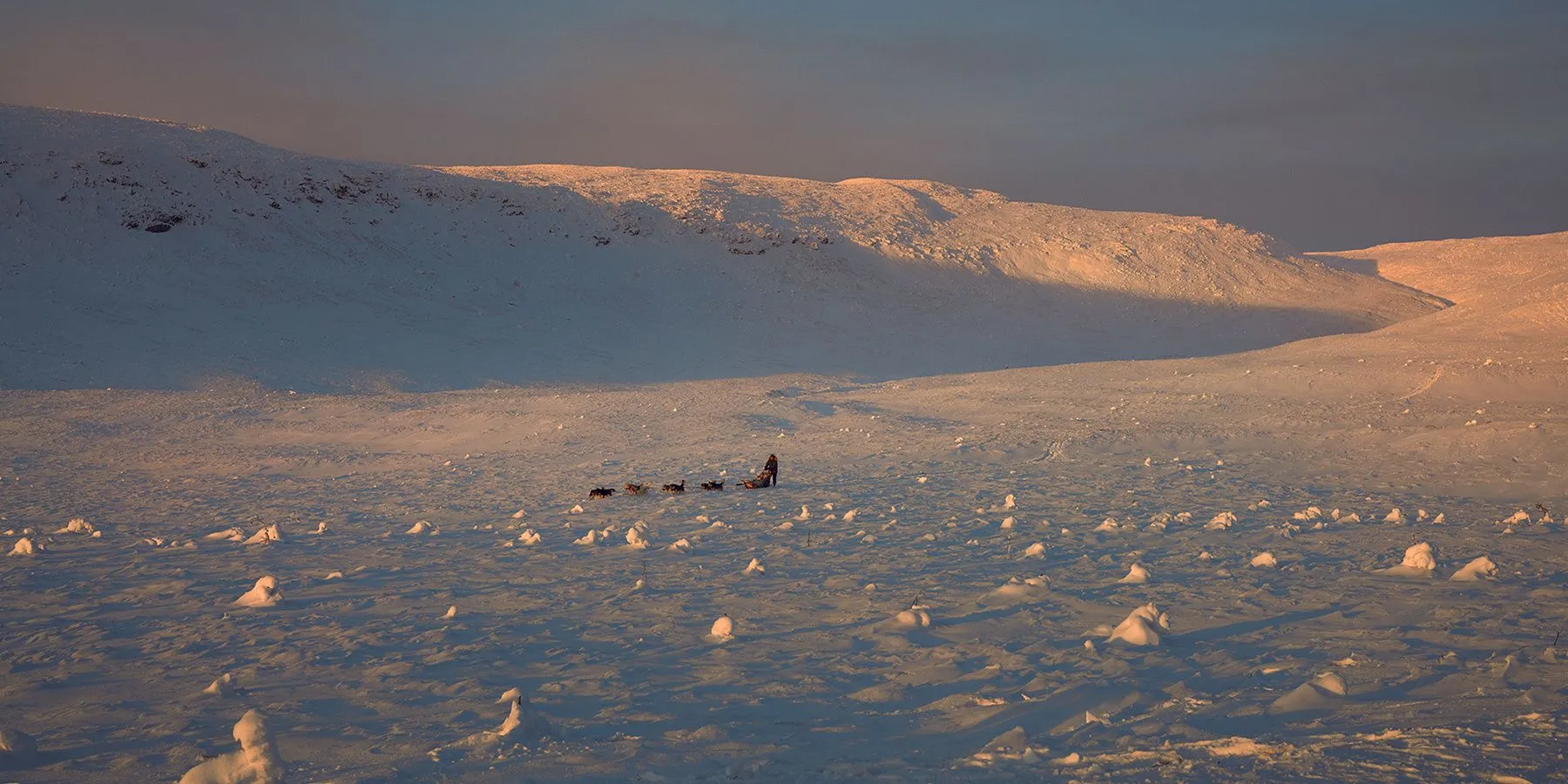 Endless snow-covered fell landscape in Sweden